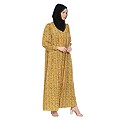 Front Open Mustard floral Print Abaya  Front Open Mustard floral Print Abaya